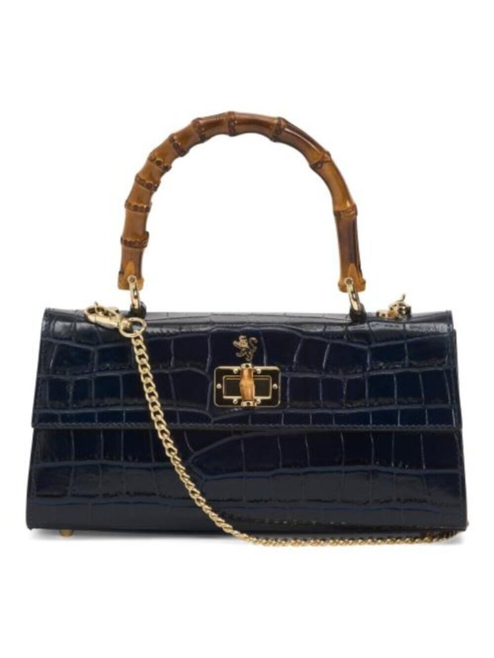 PRATESI Made In Italy Patent Leather East West Crocodile Satchel